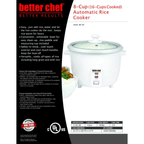 Better Chef Rice Cooker with Measuring Cup and Paddle