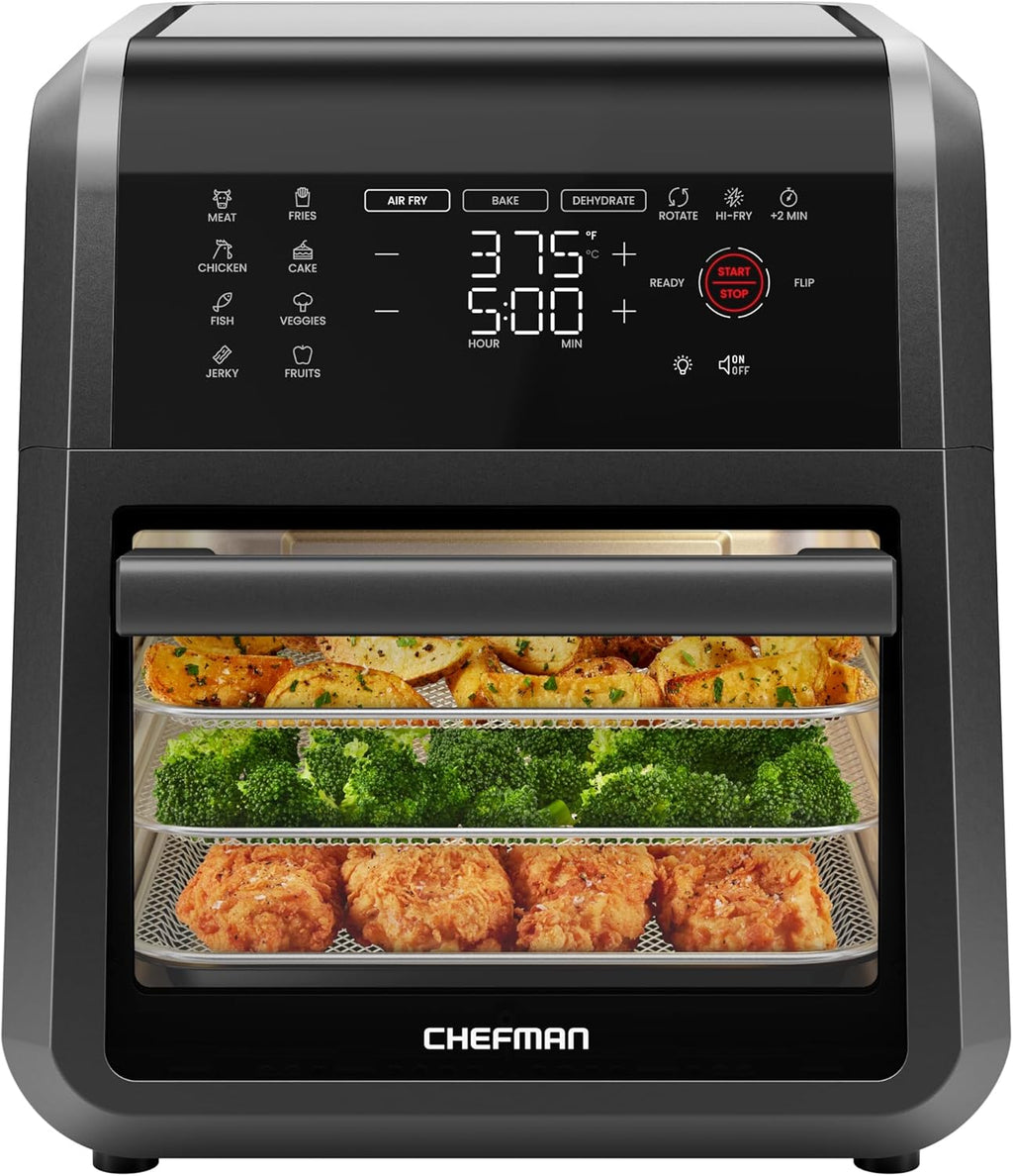 Chefman 6-in-1 Air Fryer Oven with Digital Timer, Touchscreen, and 12 Presets