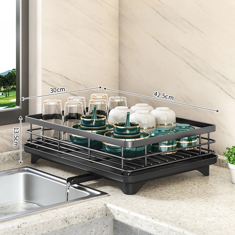 Kitchen Dish Drying Rack with Adjustable Stainless-Steel Organizer
