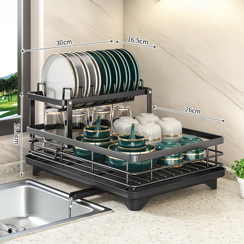 Kitchen Dish Drying Rack with Adjustable Stainless-Steel Organizer