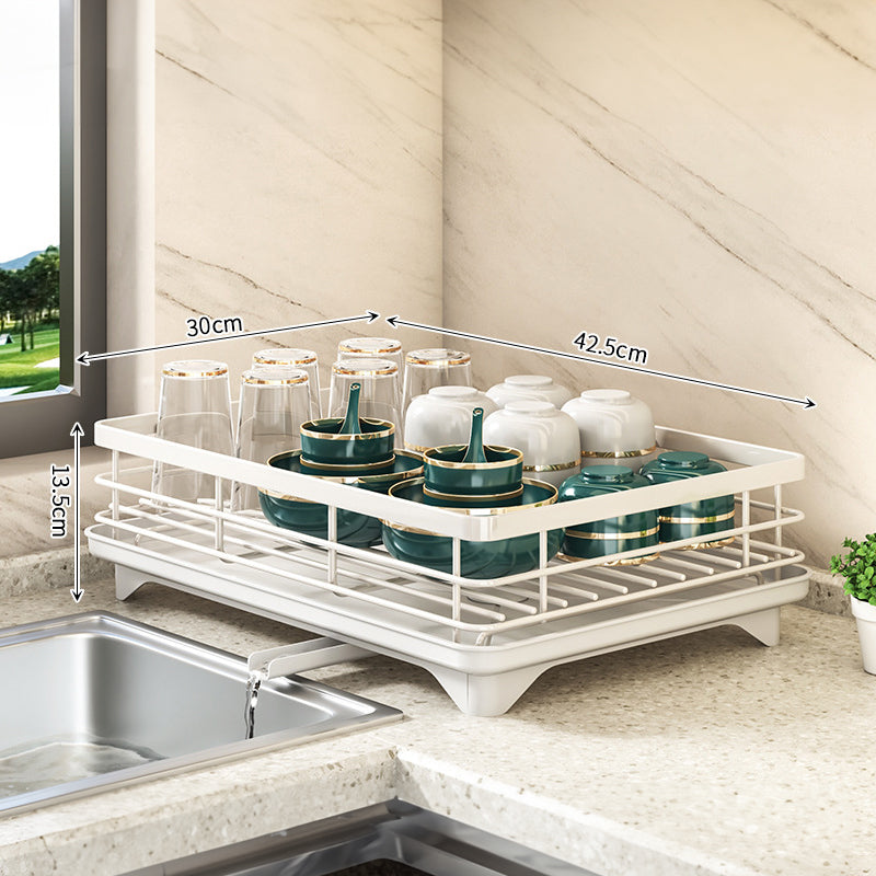 Kitchen Dish Drying Rack with Adjustable Stainless-Steel Organizer
