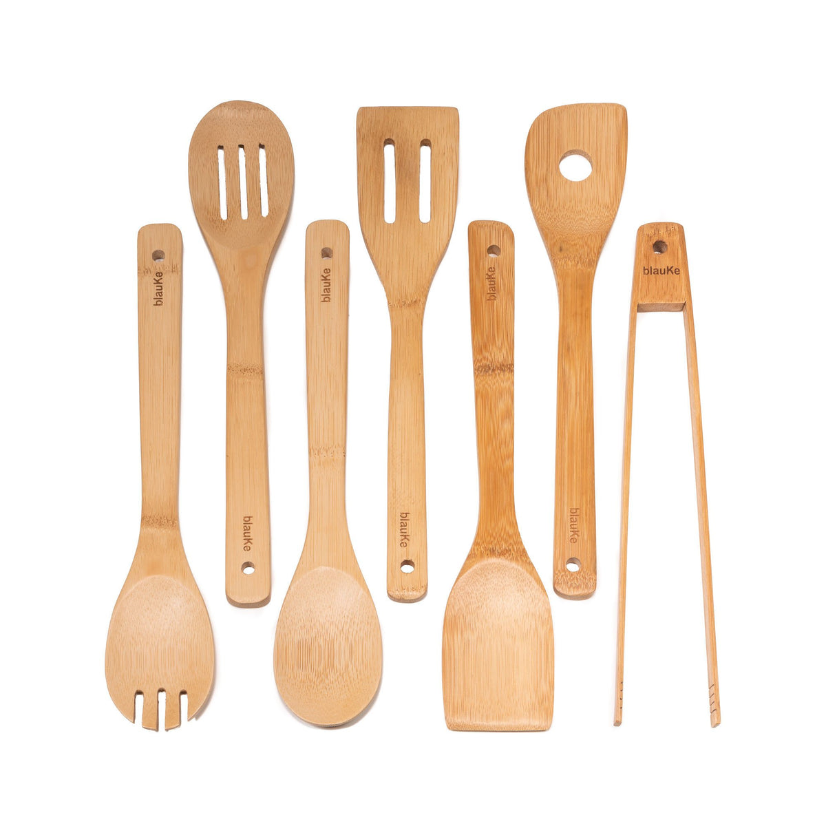 Bamboo Kitchen Utensils Set for Nonstick Cookware- 7 Pack