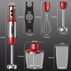 5-in-1 Handheld Stick Blender/Immersion Mixer/Whisk/Chopper Kitchen Set