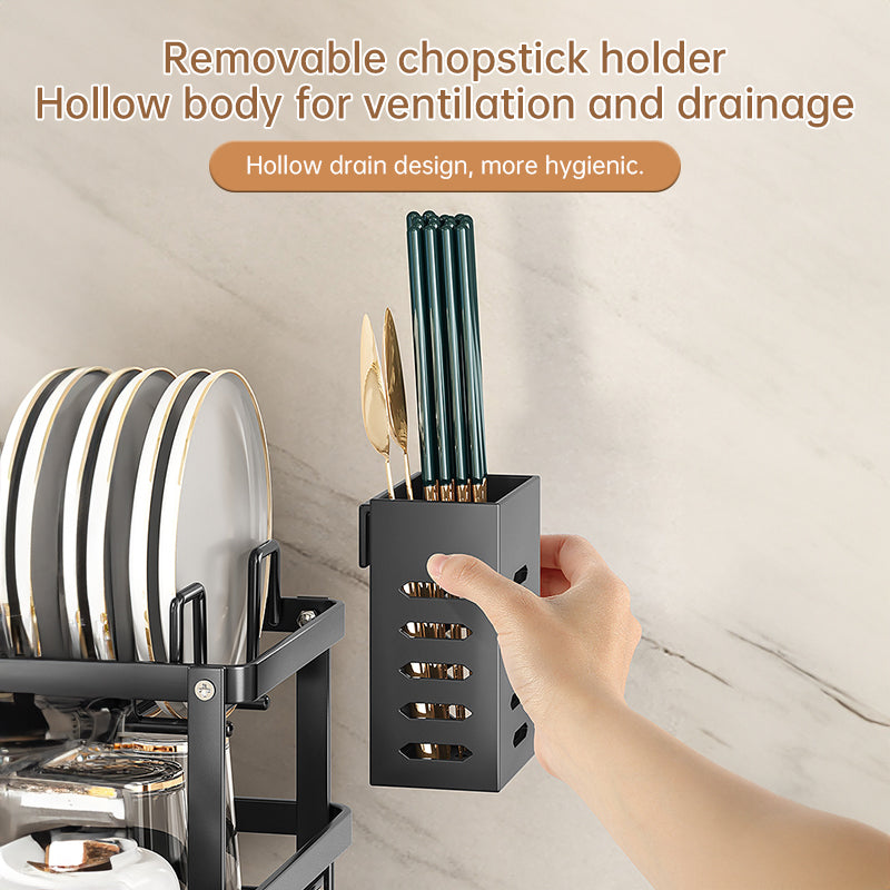 Kitchen Dish Drying Rack with Adjustable Stainless-Steel Organizer