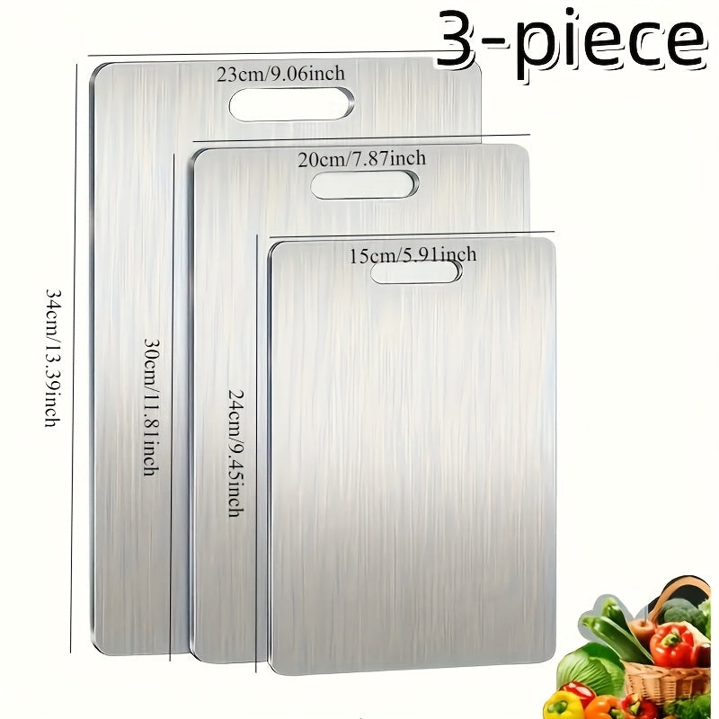Stainless Steel Cutting Board Set Non-Slip Anti-Bacterial Kitchen Boards- 3 Pack
