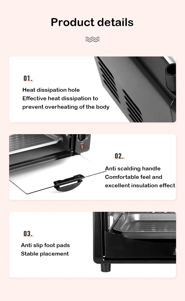 Multifunctional 12L Electric Toaster Oven