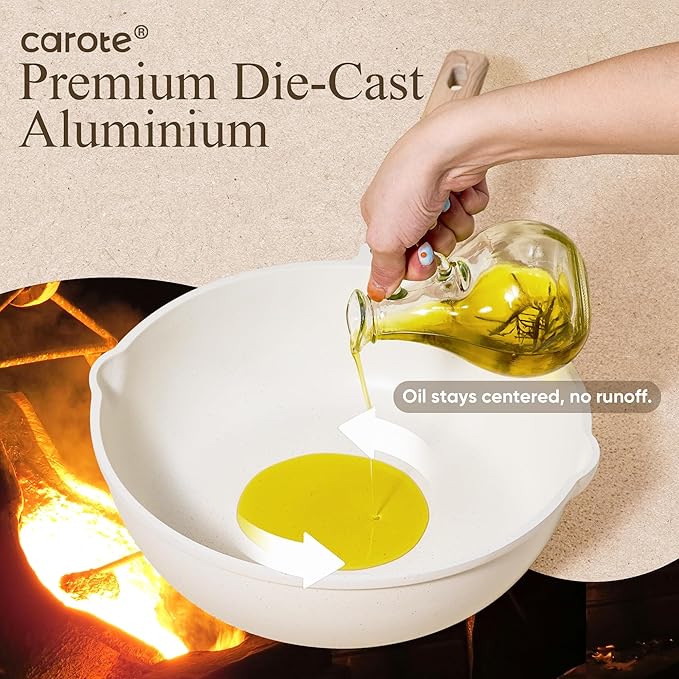 CAROTE White Granite Nonstick Pots and Pans Set