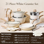 CAROTE White Granite Nonstick Pots and Pans Set