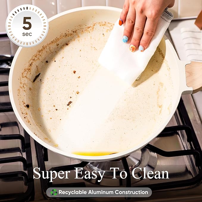 CAROTE White Granite Nonstick Pots and Pans Set