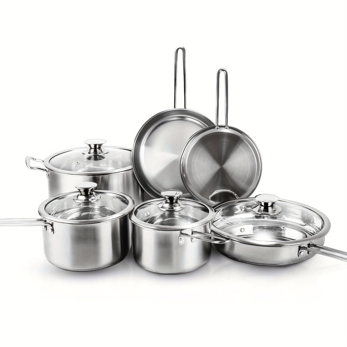 10-Piece Stainless Steel Pots and Pans Cookware Set – Flame Pantry