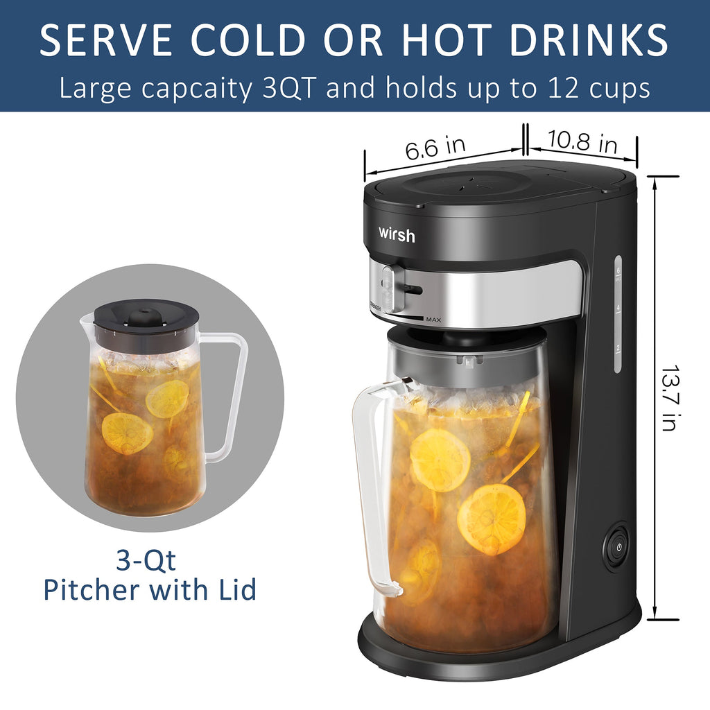 Wirsh Iced Coffee & Tea Maker with 3-Quart Pitcher